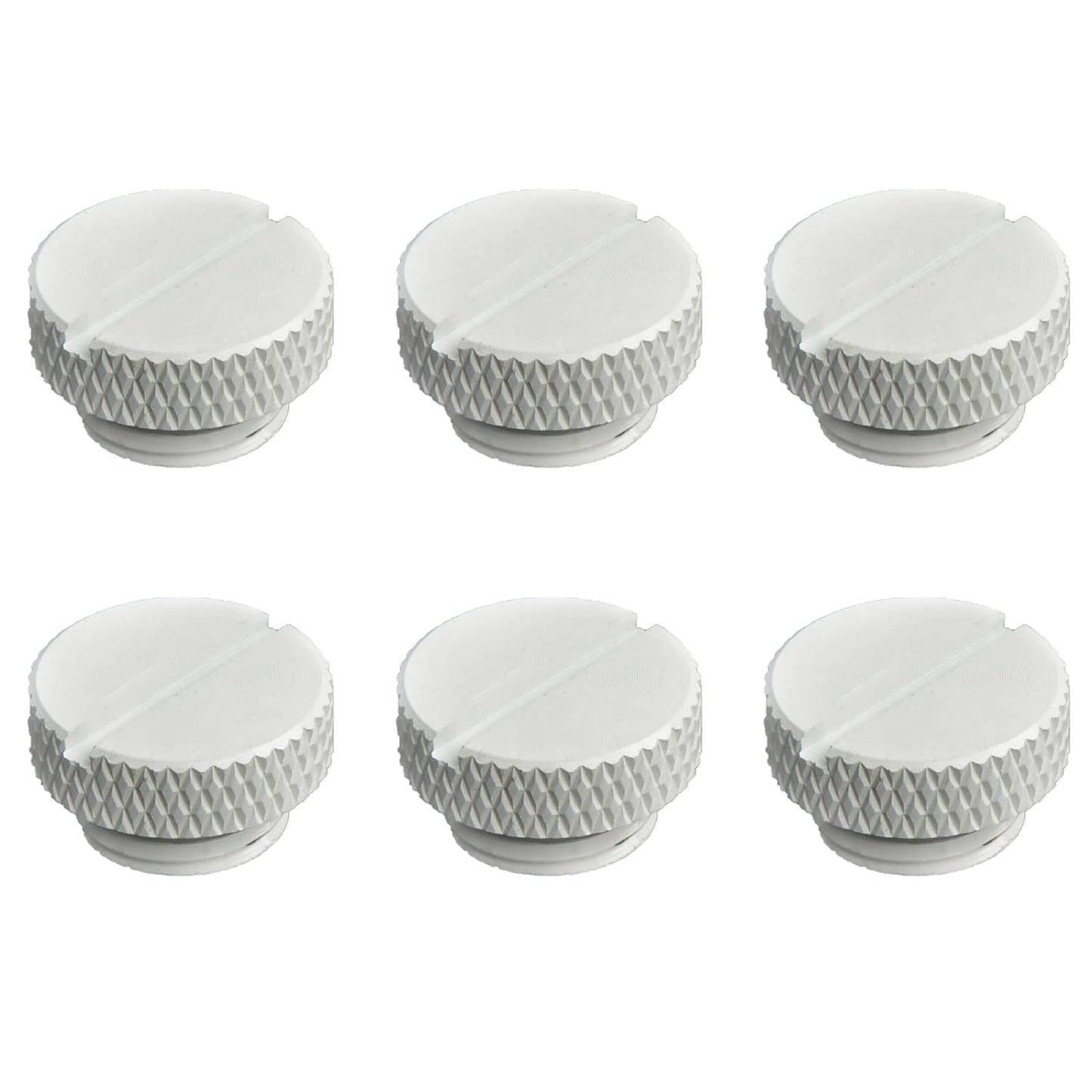 dracaena.io 6 pack G1/4" thread, Thin water Stop Plug Fitting with Coin Slot for Computer water cooling System, durable brass/copper material, White