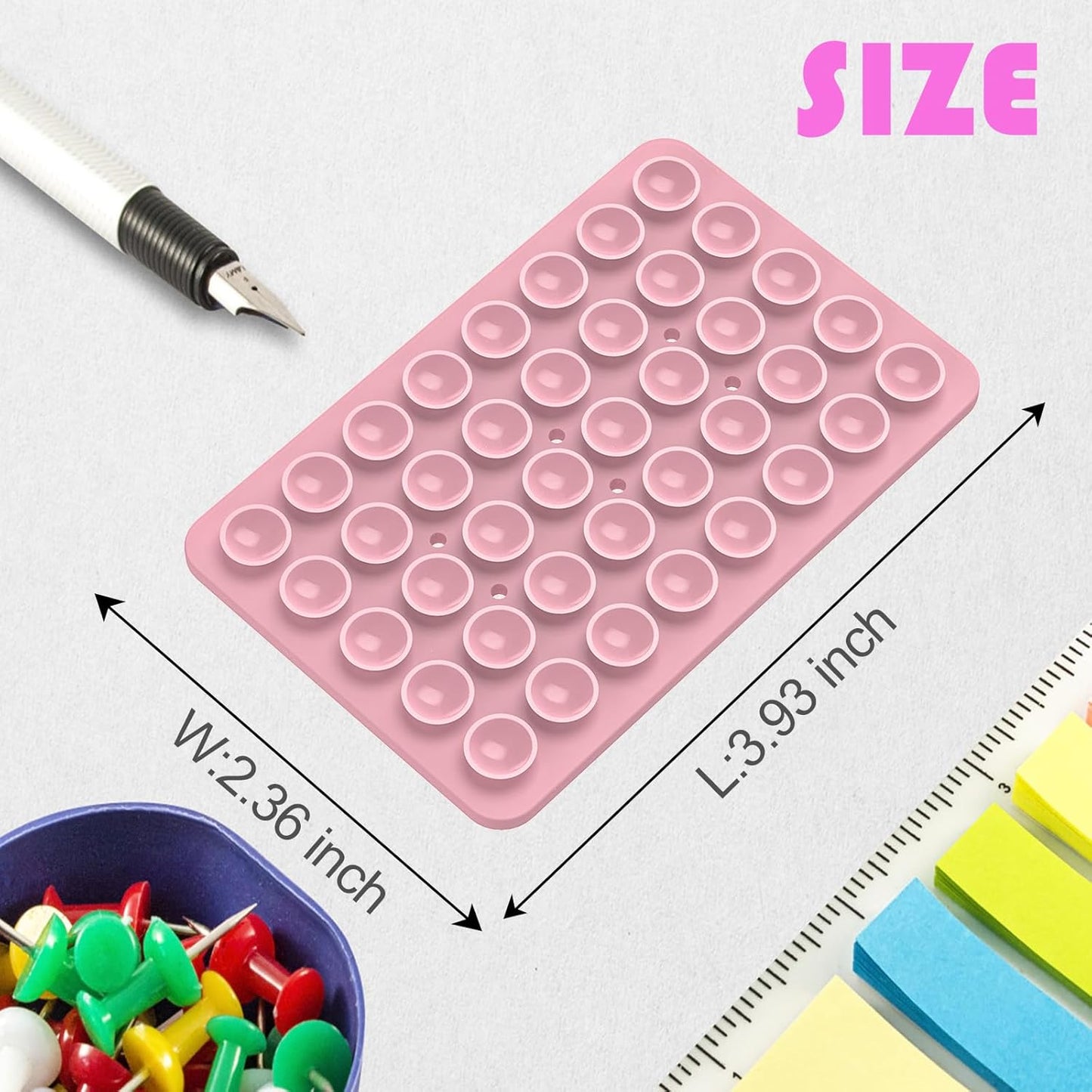 2PACK Silicone Double Sided Suction Phone Case Mount, Detachable Hands Free & Strong Grip Holder for Selfies & Videos, Compatible iPhone Android (Sand Pink, 2Pack 40 Suction Cups)