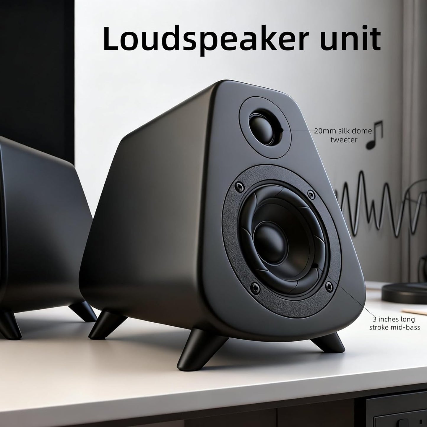 AS31 Active Bookshelf Speakers – 80W RMS 2-Way Stereo / 3″ Long-Stroke Woofer & 20 mm Silk Dome Tweeter – Bluetooth 5.3, RCA + Optical Inputs, Sub-Out & Remote Control – Wooden（Black）