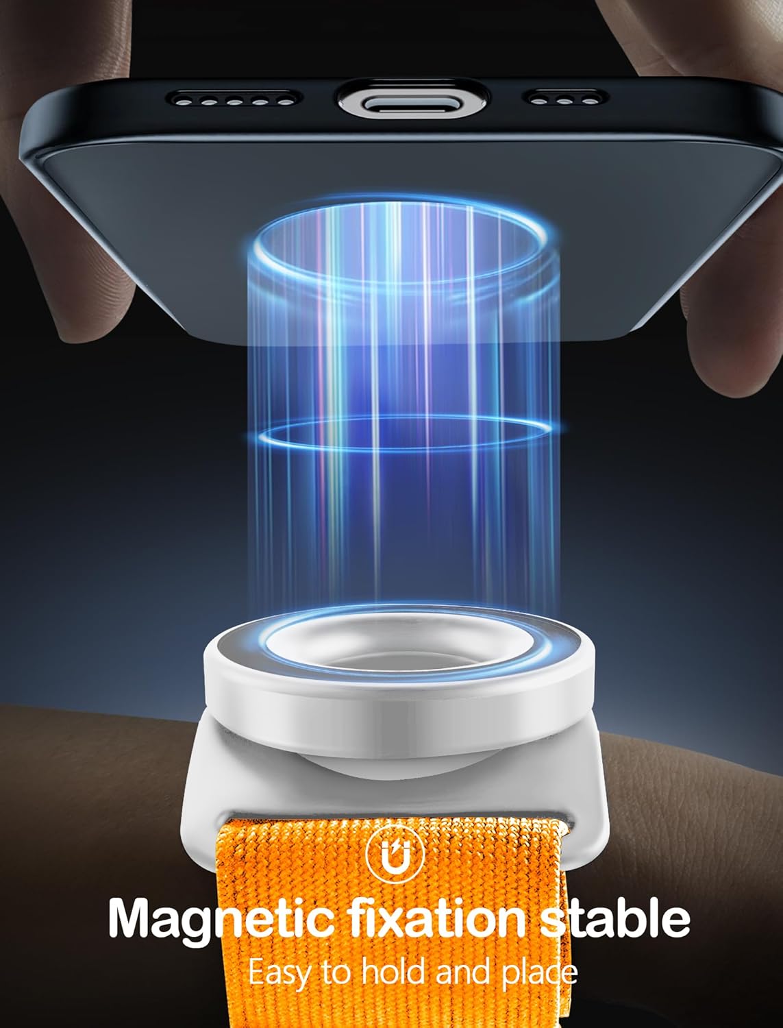 TOPGO Running Phone Holder for iPhone [360° Rotatable & Upgrade Anti-Drop] Magnetic Wrist Phone Holder, Magsafe Armband Compatible with iPhone 16 Pro and Android - Orange