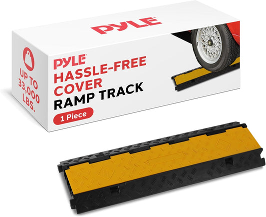 Pyle Durable Cable Protective Ramp Cover - Supports 33000lbs Three Channel Heavy Duty Cord Protection w/ Flip-Open Top Cover, 35.4” x 13.6” x 1.96” Cable Concealer for Indoor Outdoor Use PCBLCO105