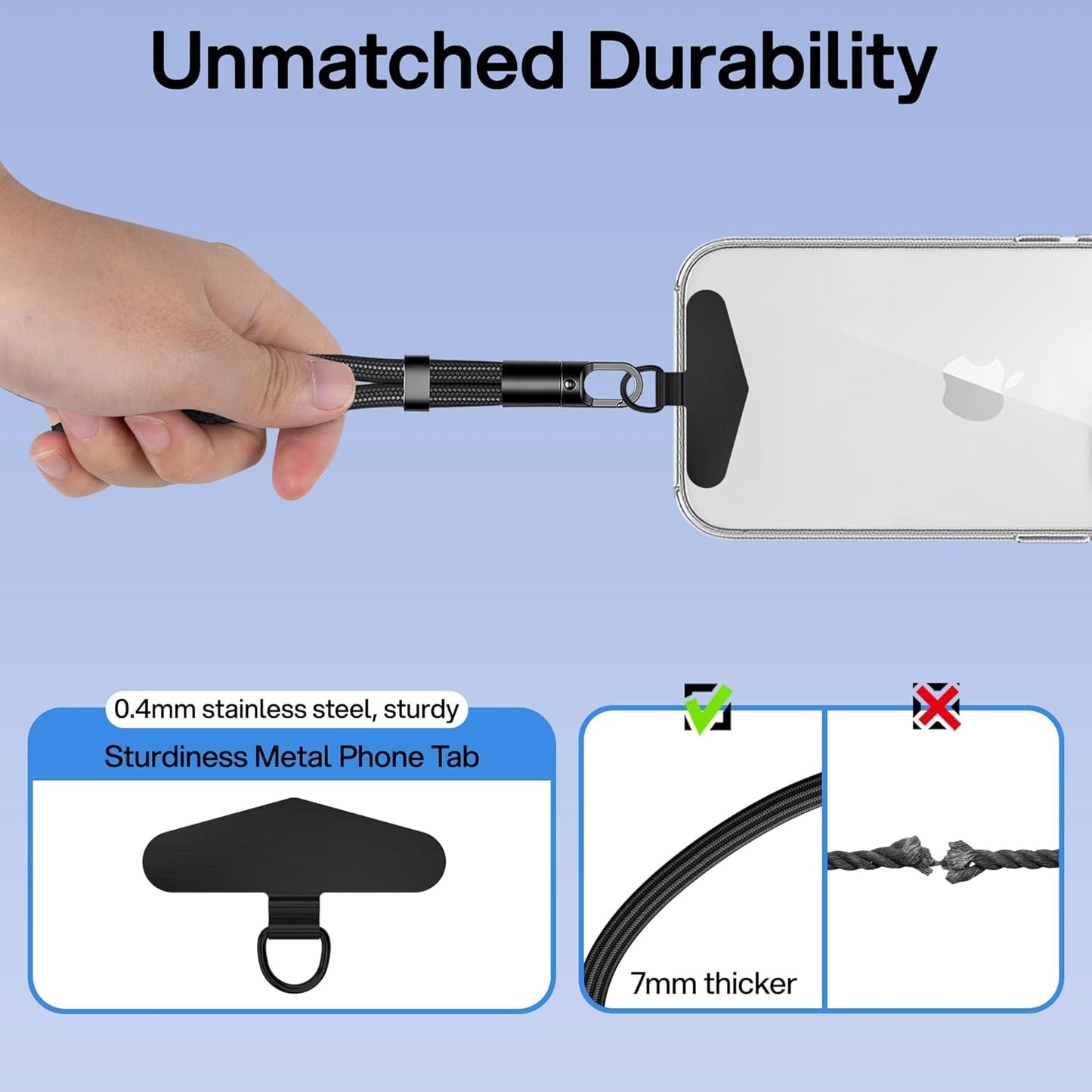 Kaptron Adjustable Phone Wrist Strap - Universal Cell Phone Lanyard Wrist Strap with Lanyard Patches