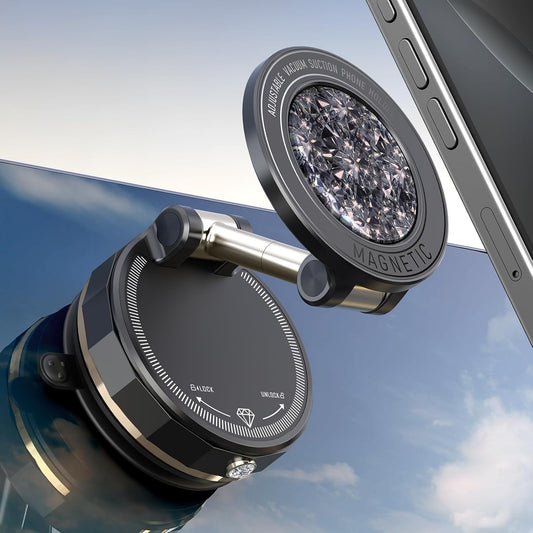 Upgraded Vacuum Magnetic Car Phone Holder for MagSafe[108+LBS Strongest Suction & 3000gf Strongest Magnetic],Suction Cup Phone Mount for Car,Gym,Mirror,Men Women-Obsidian Black