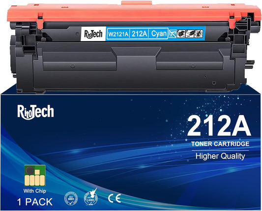 212A Cyan Toner Cartridge,Compatible Replacement for HP 212 A W2121A 212X W2120X, For HP Color Laserjet Enterprise M554 m554dn M555 M555dn Flow MFP M578 Printer, With Upgraded Chip,No Fading,No Streak