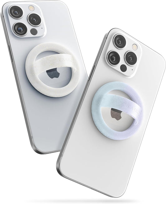 2-Pack Magnetic Phone Grip Holders Compatible with MagSafe, Soft-Touch Silicone Finger Loops for iPhone, Comfortable and Secure Fit (Clear Sparkle & Gradient Candy)