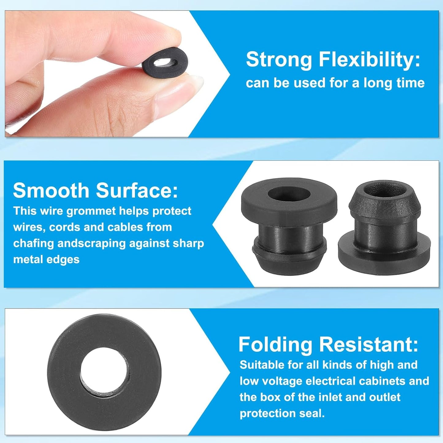 PATIKIL 7.5mm / 5/16 Inch Drill Hole,3/16 Inch ID Rubber Grommets, 15Pcs Top Hat Grommet for Wiring Eyelet Ring Gasket Automotive Firewall Cable Hole Plugs Wires Protection, Black