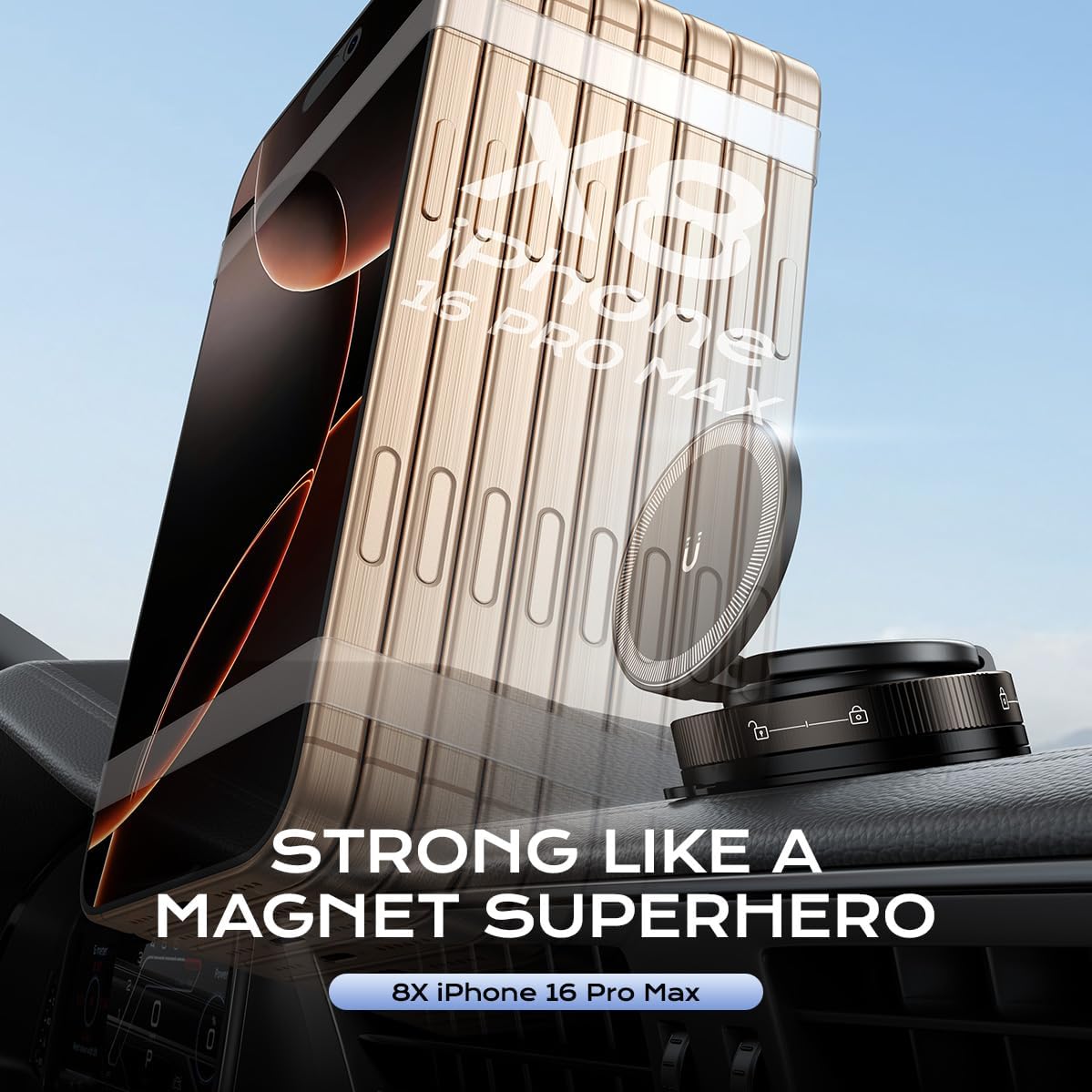 Nano Gel Car Phone Holder, 360°Rotation Adjustable Magnetic Cellphone Mount Foldable Car Phone Stand Strong Suction Phone Holders for Car/Makeup/Gym/Mirror,Fit for All Magsafe Smartphones