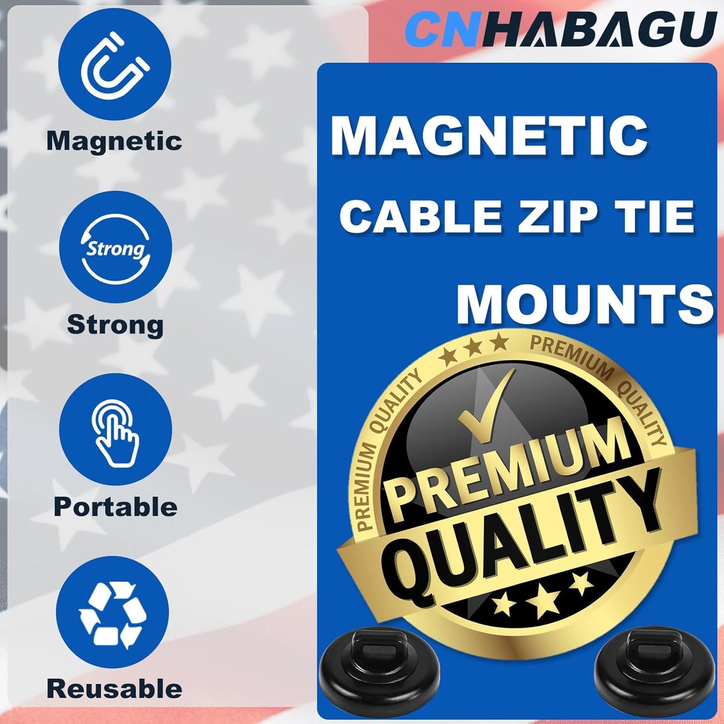 Magnet Zip Tie Mount Base Magnetic Zip Ties Mount Holder Multipurpose Wire Cable Holder Mount Wire Clips Management for Home Office Marine Electrical Wiring (D23 0.9in, 20 Piece)