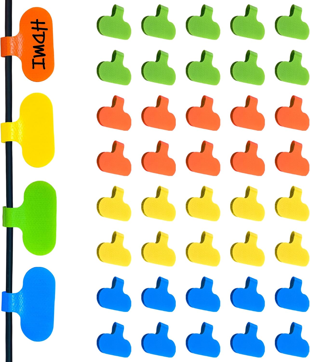 Mr-Label – Write on Cable Labels– Upgraded Clearer Writing Cord Tags- Cable Ties for Classify&Identification–Wire Cables for Cable Management|Organization | Electronics Computers-40Pcs(Multi-Color)
