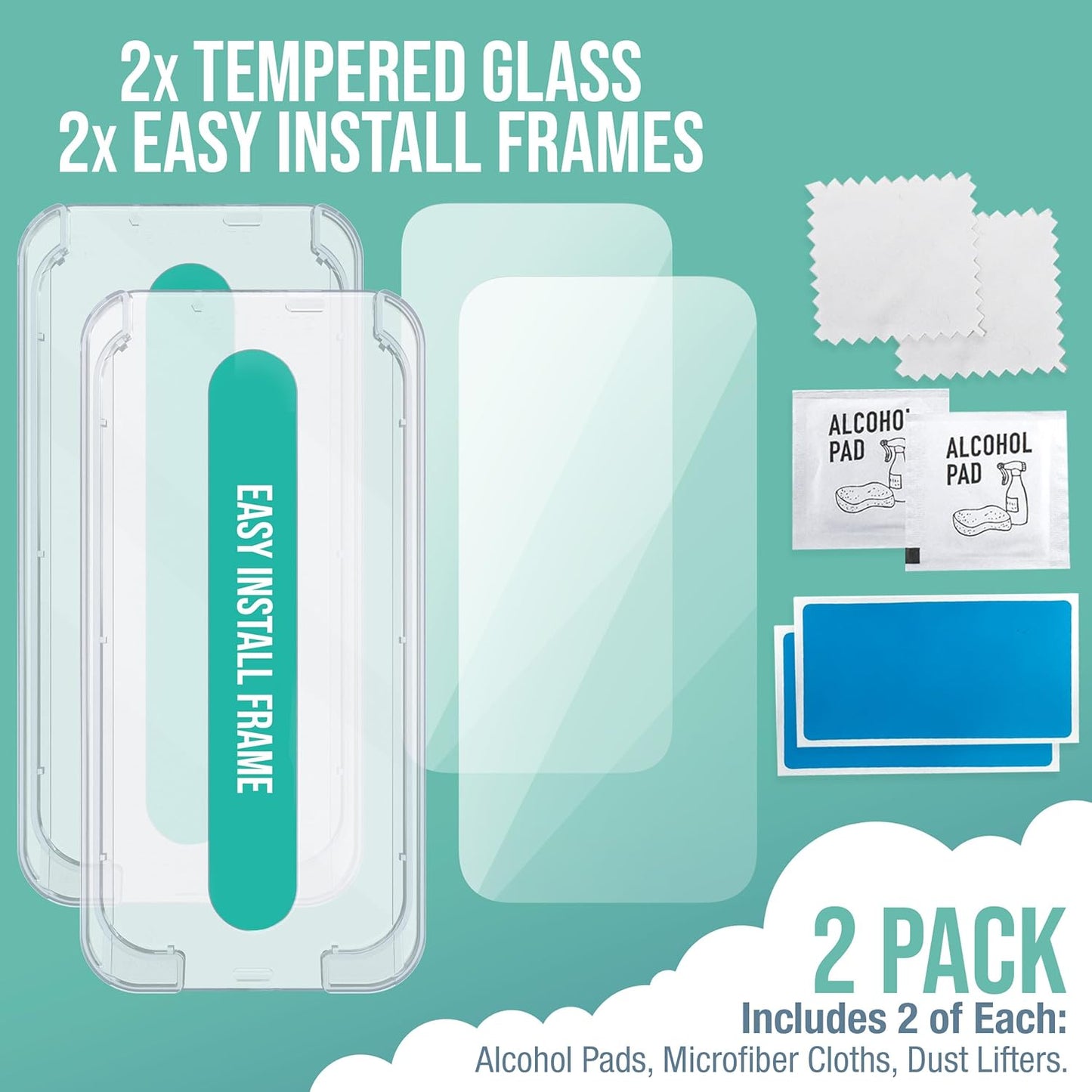 Smartish® iPhone 16 Plus Screen Protector - 2-Pack Tempered Glass Screen Protectors - Tuff Sheet - 9H Easy Install Frame [Scratch Resistant] Case-Friendly- Dynamic Island for Apple iPhone 16 Plus