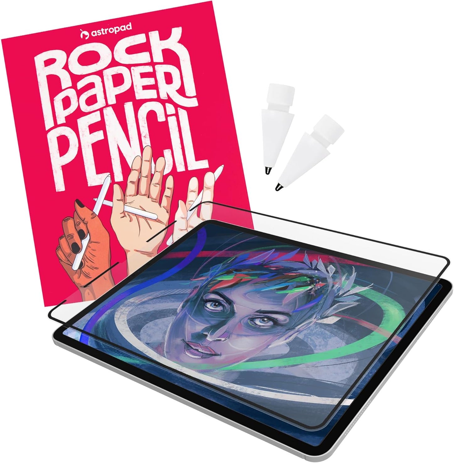 Astropad Rock Paper Pencil v2.0 – Paper Screen Protector for 11" iPad Pro (Gen 1-4) or 10.9" iPad Air (Gen 4-5) + Apple Pencil Tips Replacement 2 Pack – Compatible with Apple Pencil 1st/2nd Gens