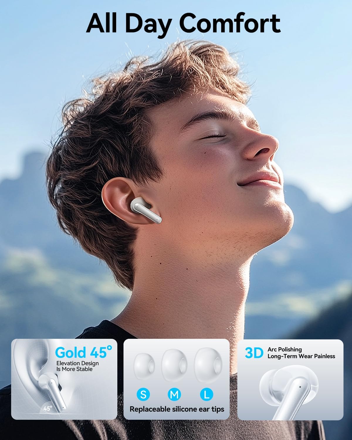 Wireless Earbuds, Bluetooth Ear Buds Headphones with LED Charging Case, Deep Bass Stereo Sound, 40 Hours Playtime, IP7, Lightweight in-Ear Earphones for iPhone Android Sports Workout