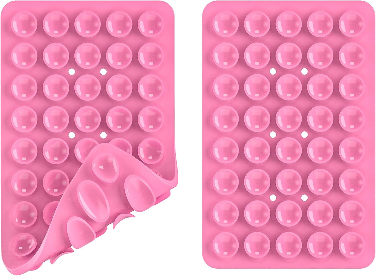 2PACK Silicone Double Sided Suction Phone Case Mount, Detachable Hands Free & Strong Grip Holder for Selfies & Videos, Compatible iPhone Android (2Pack Pink, 40 Suction Cups)