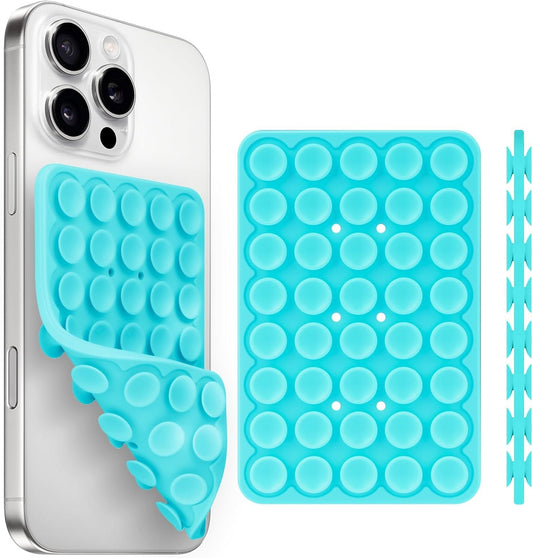 Silicone Suction Cup Phone Case Mount Double Sided, Phone Accessories Hands-Free Strong Grip Holder for Selfies and Videos, Silicon Phone Stand for iPhone and Android Sky Blue