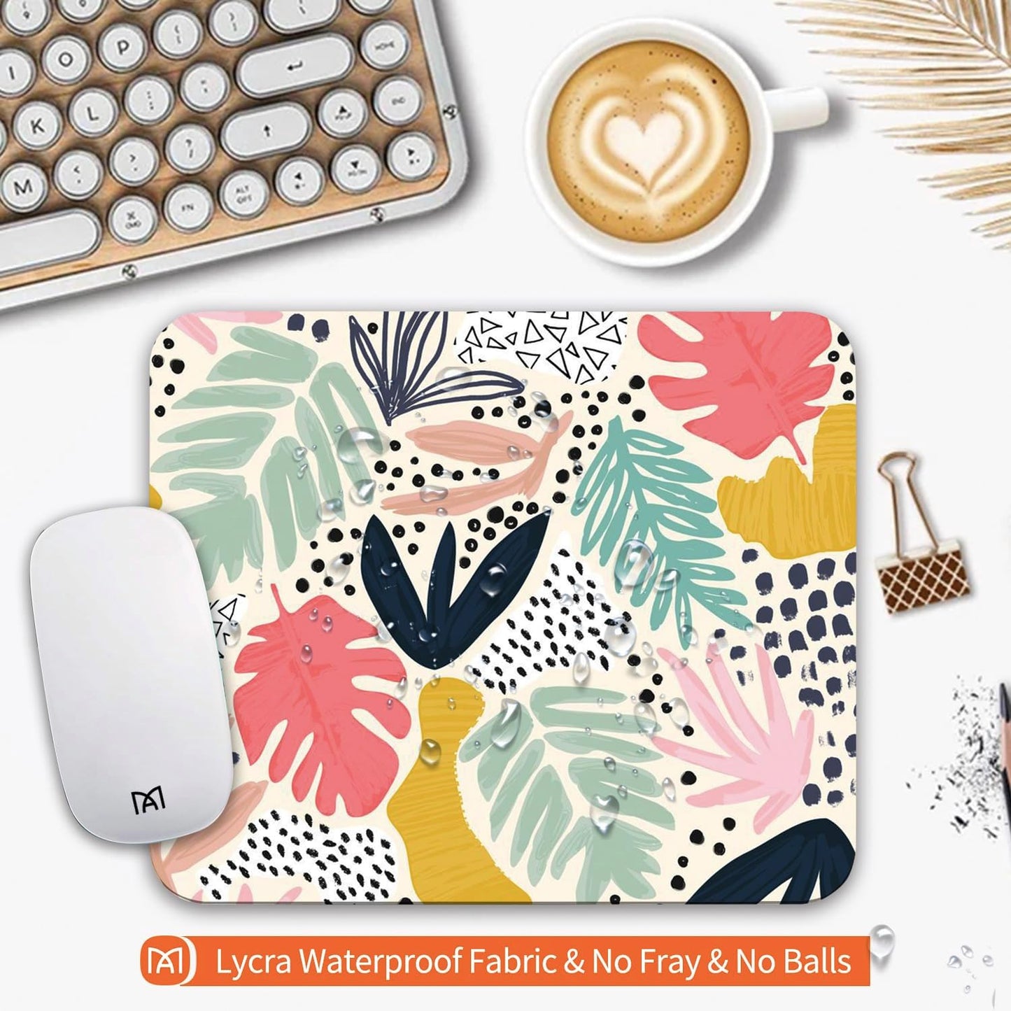 Square Mouse Pad Tropical Plants, Personalized Premium-Textured Custom Mouse Mat Design, Washable Mousepad Cloth, Non-Slip Rubber Base Computer Mouse Pads for Wireless Mouse