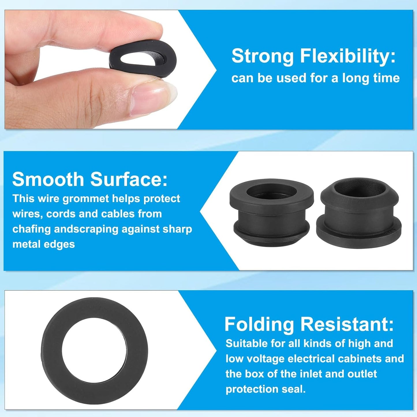 PATIKIL 17mm / 11/16 Inch Drill Hole,1/2 Inch ID Rubber Grommets, 12Pcs Top Hat Grommet for Wiring Eyelet Ring Gasket Automotive Firewall Cable Hole Plugs Wires Protection, Black