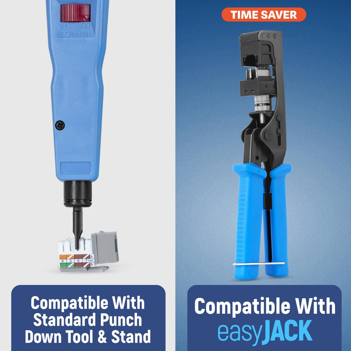 Everest 90° Angled RJ45 Cat6A Keystone Jacks 20-Pack in Gray - Slim Profile Female RJ45 Connectors - Cat 6A Keystone Jack - Compatible with 90° Angled Speed Termination Tool - easyJACK (B094WB91H3)