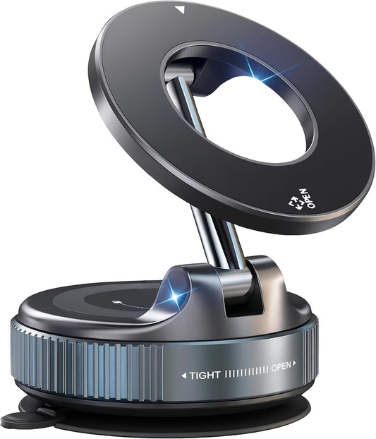 Vacuum Magnetic Car Phone Holder Foldable Mount with Ultra Suction Cup for Magnetic Phone Cases Cell Phone Holders for Car/Gym/Mirror Use Compatible with iPhone & Android