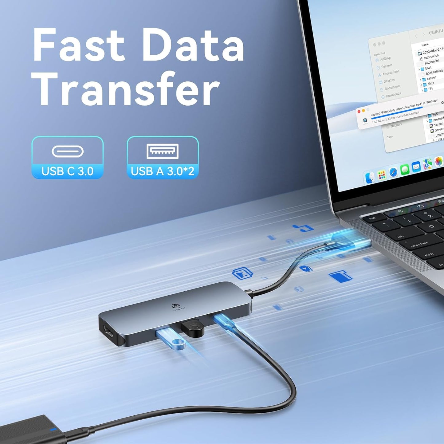 Docking Station for MacBook Pro Air, LIONWEI USB C Docking Station Dual Monitor, Dual HDMI Adapter Hub for Mac MacBook Pro with 2 HDMI, 3 USB 3.0, SD TF Card Reader and 100W PD USB C Charging Port