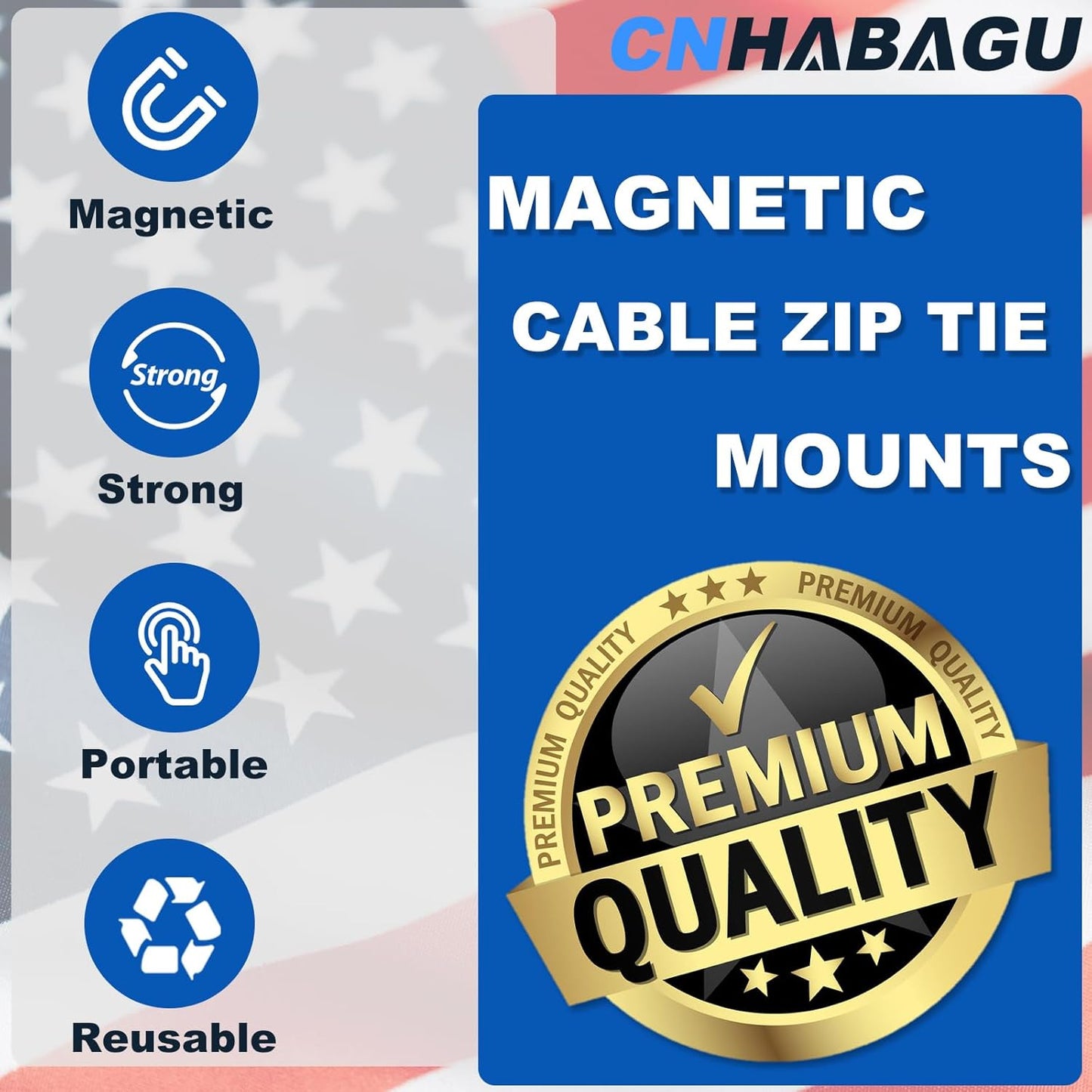 Magnet Zip Tie Mount Magnetic Zip Ties Mount Holder Strong 1-Second Magnetic Snap Installation Heavy-Duty Waterproof Cable Tie Mounts for Car Boat Workshop Industrial Organizing (6 Piece)