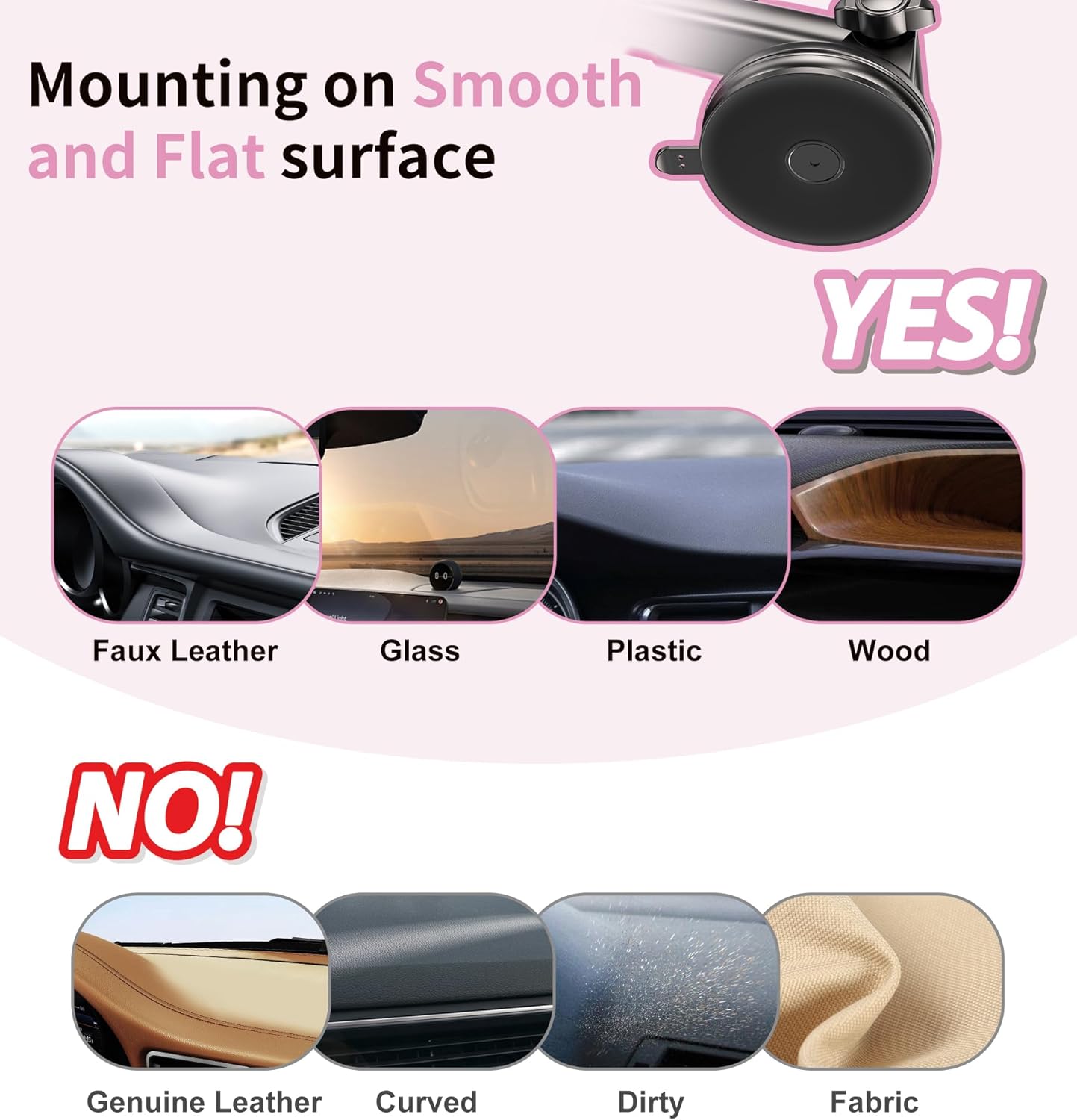 for MagSafe Car Mount Charger Dash/Windshield/Vent Wireless Car Charger with [LED Light], Strong Magnetic Phone Holder for Car for iPhone 16 15 14 13 12 Series, Fit MagSafe Accessories (Pink)