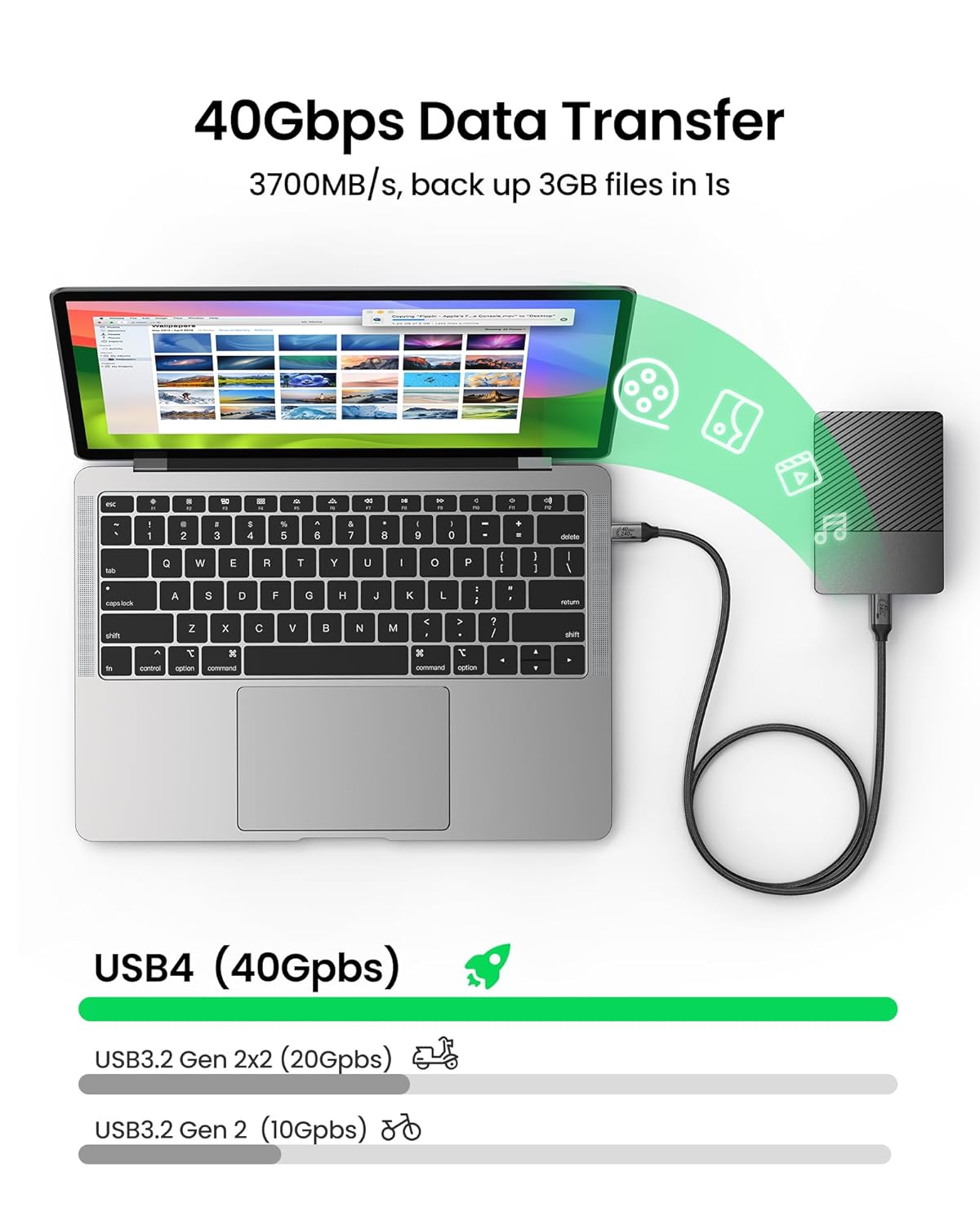 Silkland USB 4 Cable for Thunderbolt 4 Cable, 40Gbps Data Transfer, 240W Fast Charging, Supports 8K/5K@60Hz, 4K@240Hz, USB C Thunderbolt Cable 2.6FT, Compatible for MacBook, SSD, Docking, iPhone 16/15