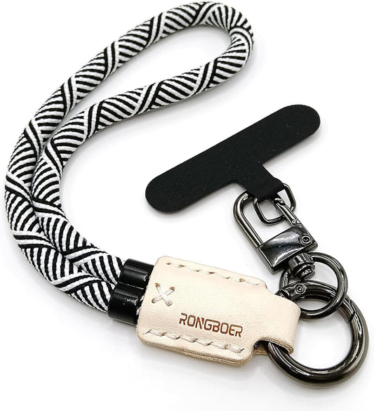 Handmade Cowhide Leather Phone Wrist Strap,Universal Adjustable Key Lanyard,Stylish Wristlet Keychains for Women&Men