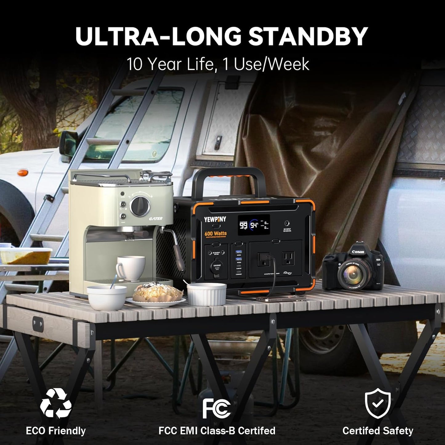 600W Portable Power Station EM600, 599.4Wh 162000mAh Solar Generator with USB-C PD 100W, Pure Sine Wave AC, 10 Outputs, Wireless Charging for Outdoors Camping Travel, RV, Home Backup(SOS Light)