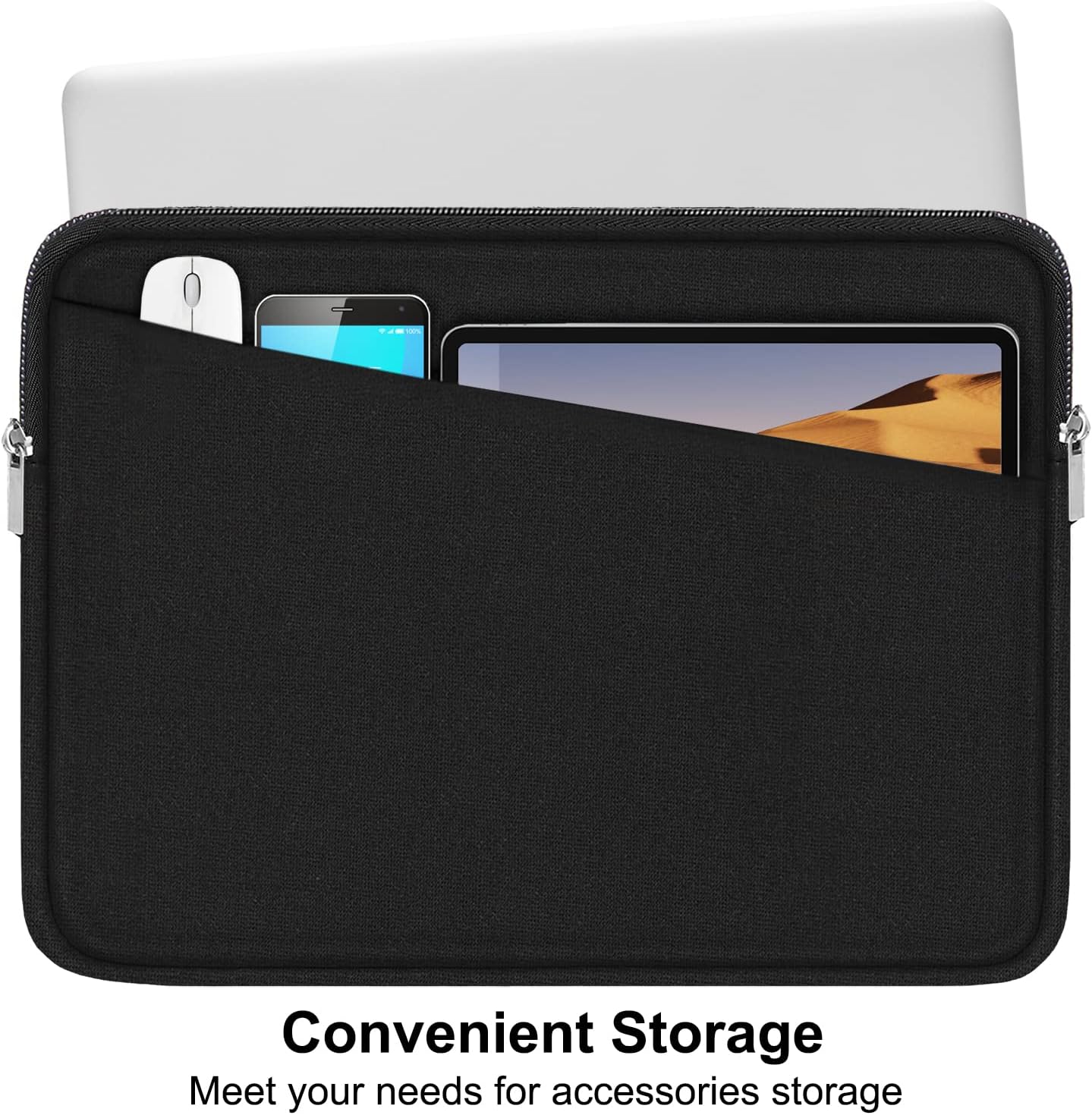 Laptop Sleeve 14 inch, Durable Computer Carrying Bag Protective Case Briefcase Handbag with Front Pocket, Slim Laptop Case Cover for Compatible with MacBook Air/Pro 14 inch Notebook Computer, Black