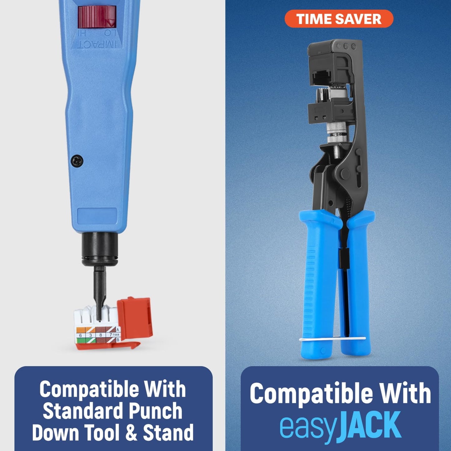 Everest 90° Angled RJ45 Cat5e Keystone Jacks 50-Pack in Orange - Slim Profile Female RJ45 Connectors - Cat 5e Keystone Jack - Compatible with 90° Angled Speed Termination Tool - easyJACK (B094WB91H3)