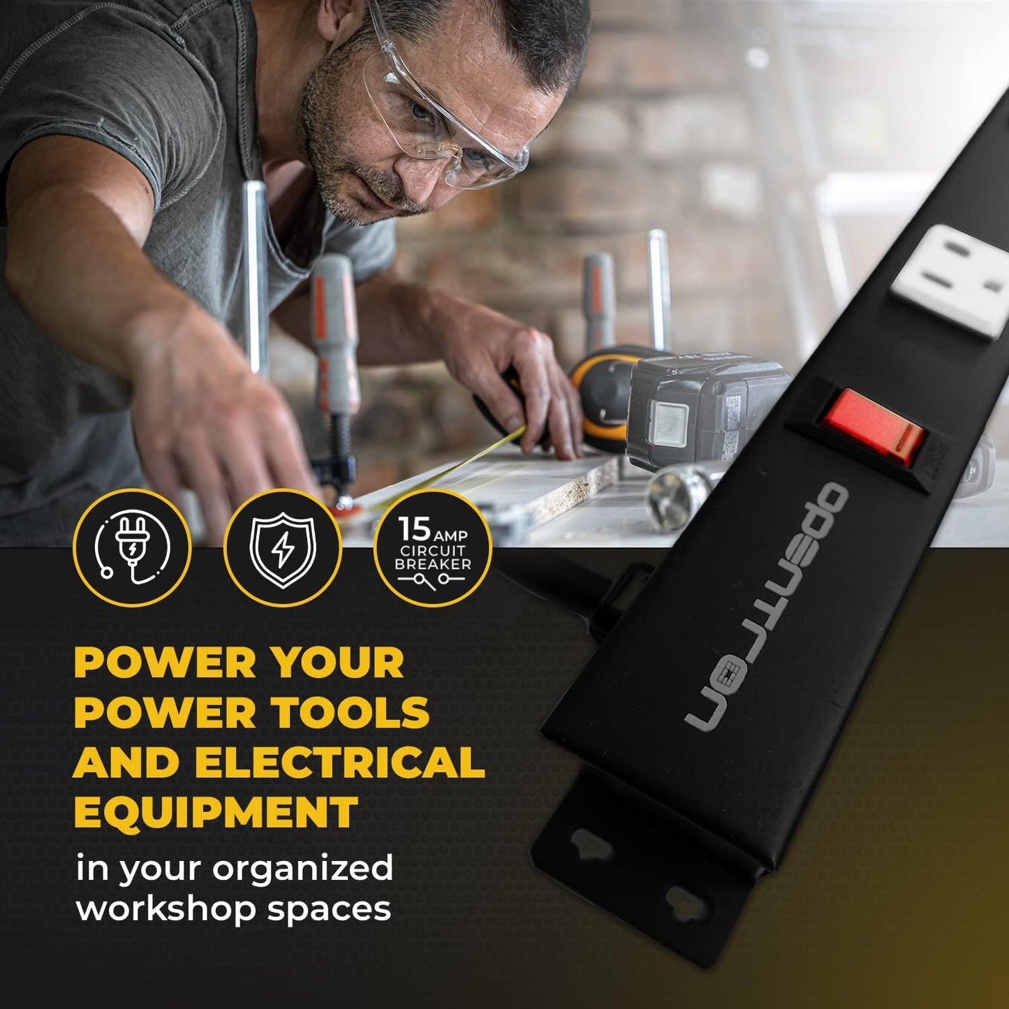 9 Outlets 3 Feet Power Cord 3 Feet Body Opentron OT3093 Heavy Duty Metal Surge Protector Power Strip with Mounting Parts - Free End Caps for Shipping Protection Only