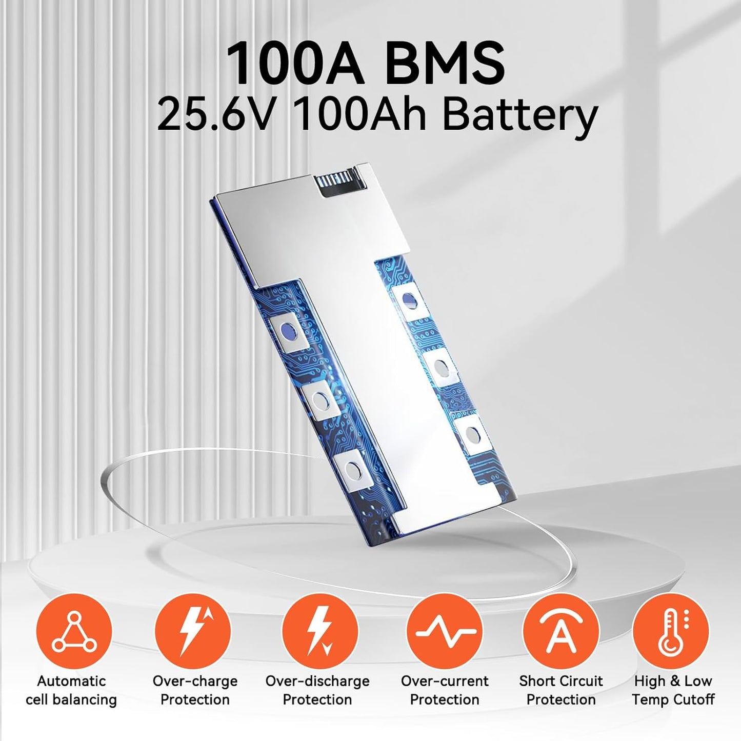 24V Lithium Battery 100Ah LiFePO4 Batterys 2 PCS, Built-in 100A BMS with Low-Temp, 15000+ Deep Cycles, 2560Wh Lithium Iron Phosphate Battery, for RV Solar Energy Off Grid Trolling Motor