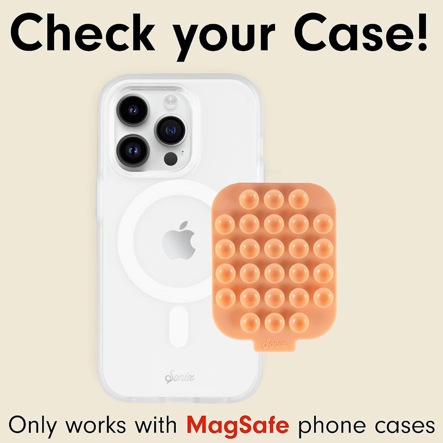 Sonix | Magnetic Silicone Suction Cup Phone Mount for iPhone | Compatible with MagSafe | Peach
