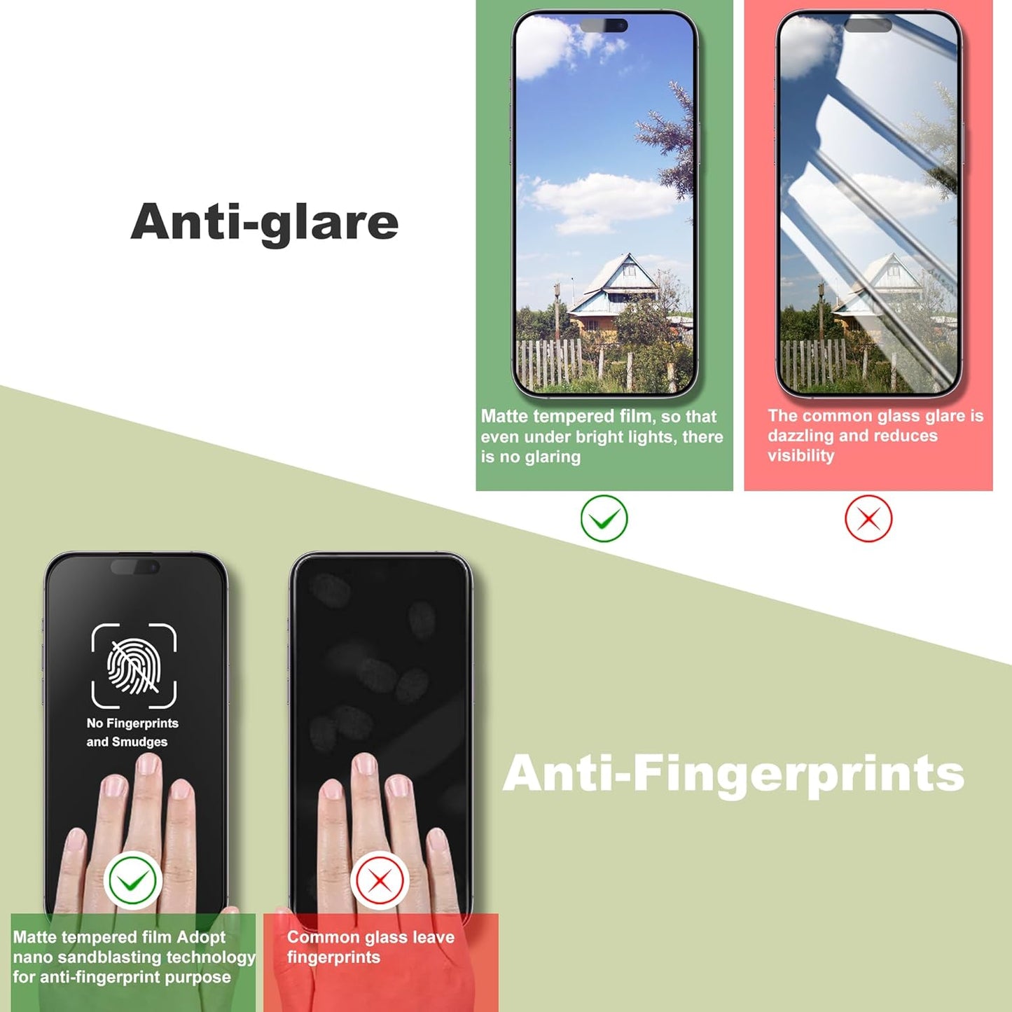 (2-Pack Anti Blue Light Matte Screen Protector for iPhone 14 Pro Max/15 Plus/16 Plus (6.7-Inch),9H Tempered Glass,Anti-Glare,Full Coverage,Anti-Fingerprint,Auto Dust Removal,Bubble-Free