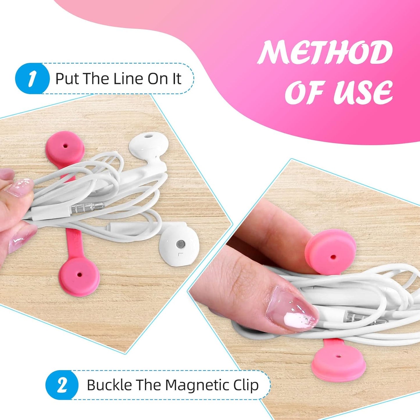 Viaky Magnetic Twist Ties 6-Pack, Multicolor Cable Clips Cord Organizers, Reusable Magnet Wrap Straps For Earphones, USB Cables, Bookmarks, Keychains – Macaron Colors