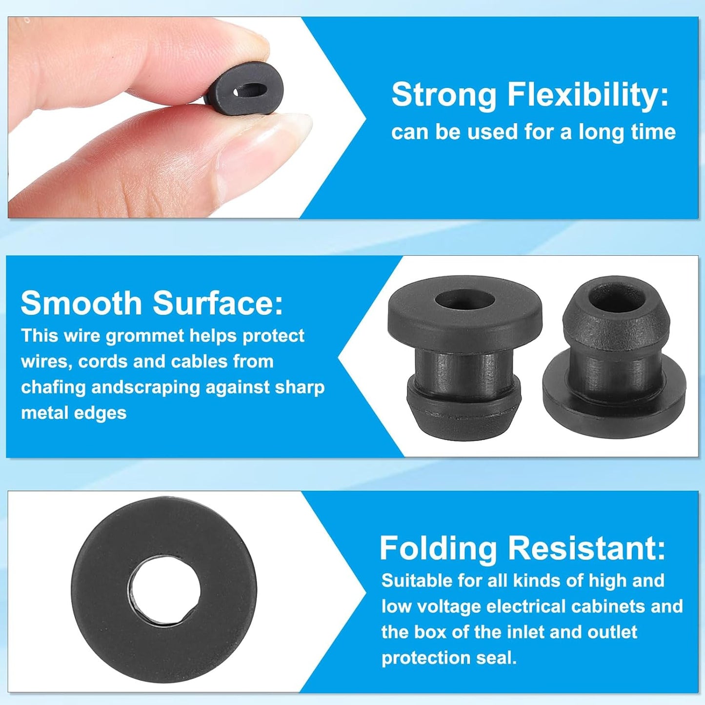 PATIKIL 7mm / 1/4 Inch Drill Hole,3/16 Inch ID Rubber Grommets, 15Pcs Top Hat Grommet for Wiring Eyelet Ring Gasket Automotive Firewall Cable Hole Plugs Wires Protection, Black