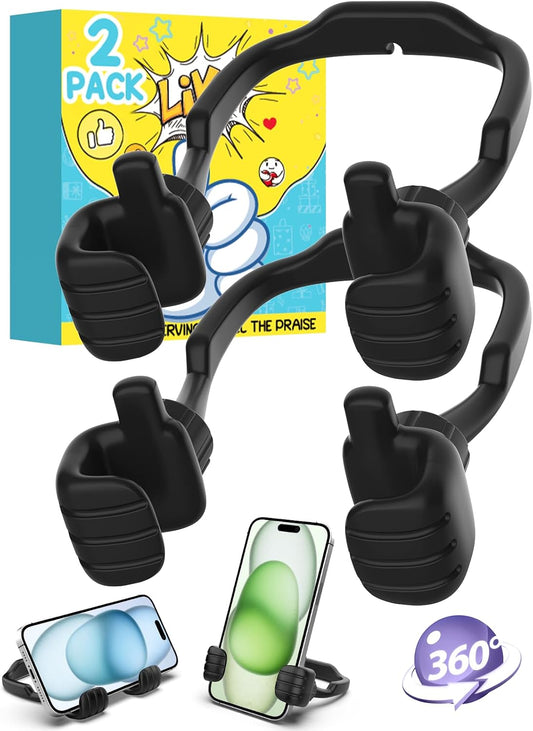 Dad Gifts for Fathers Day from Daughter Son Cell Phone Stand: 2 Pack UPGRADE Adjustable Thumbs Up Lazy Phone Holder for Desk Fun Birthday Gifts for Grandma Teens Girls Boys Adults Husband from Wife