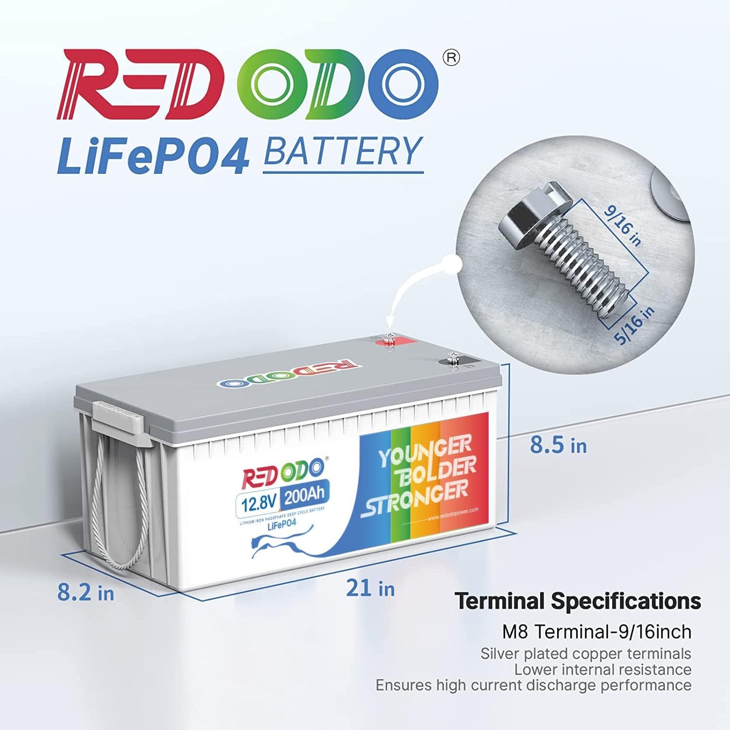 Redodo 12.8V 200Ah LiFePO4 Battery Lithium Battery with 100A BMS, 4000-15000 Deep Cycles & 10-Year Lifetime, Perfect for RV, Camping, Boats, Trolling Motor, Solar Home System, etc