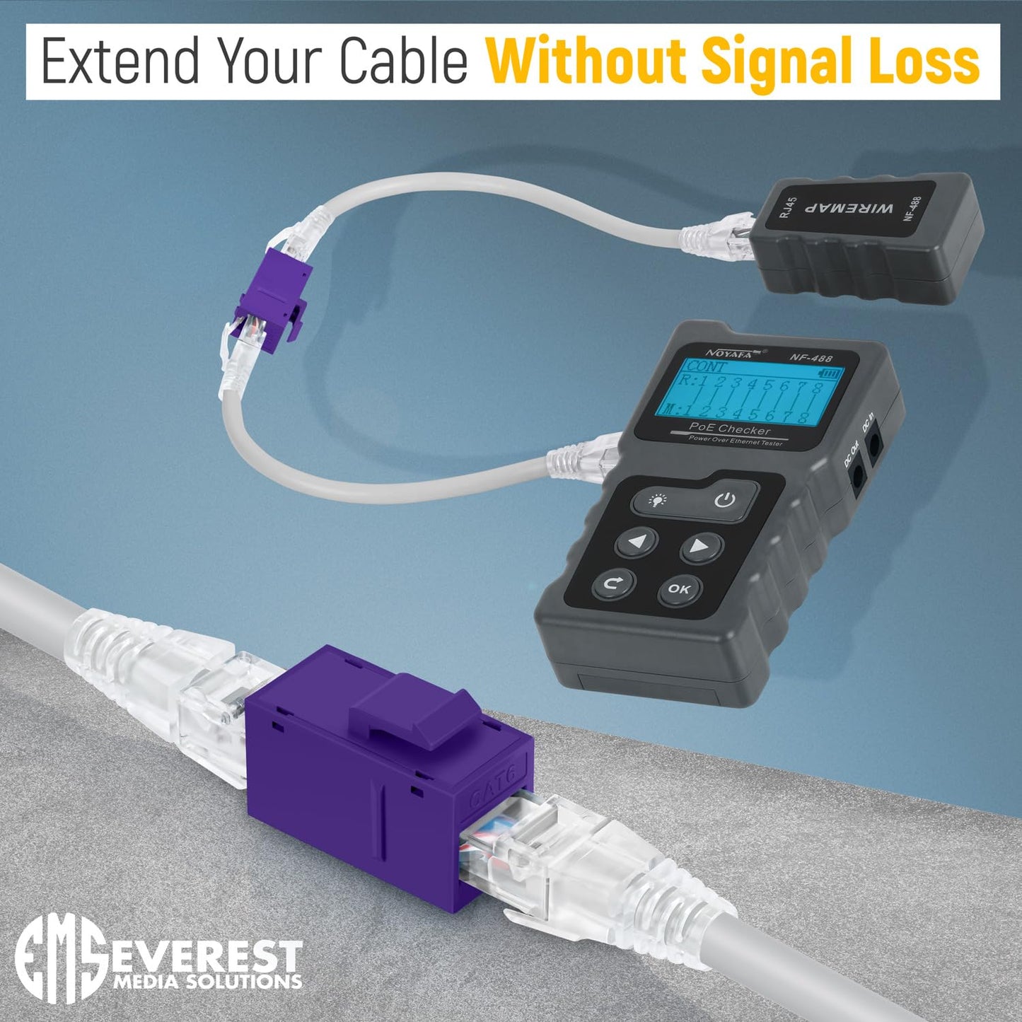 Everest Cat6 RJ45 Keystone Coupler (24-Pack) in Purple - RJ45 Coupler - Cat 6 Couplers - Female to Female Cat6 Keystone Jacks - Ethernet Couplers - Ethernet Cable Extender