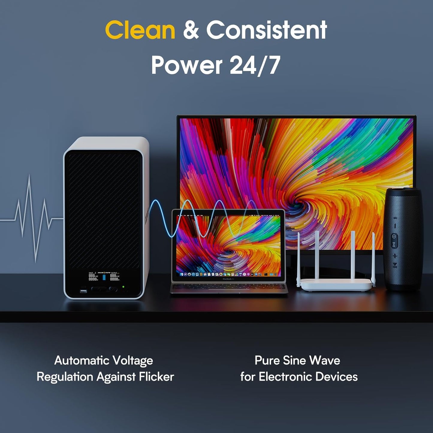 2000VA/1600W Pro Lithium UPS Battery Backup and Surge Protector, Backup Battery Power Supply with LiFePO4 Batteries(460Wh), AVR, Line Interactive Sinewave UPS System, 8 Outlets, LCD Display