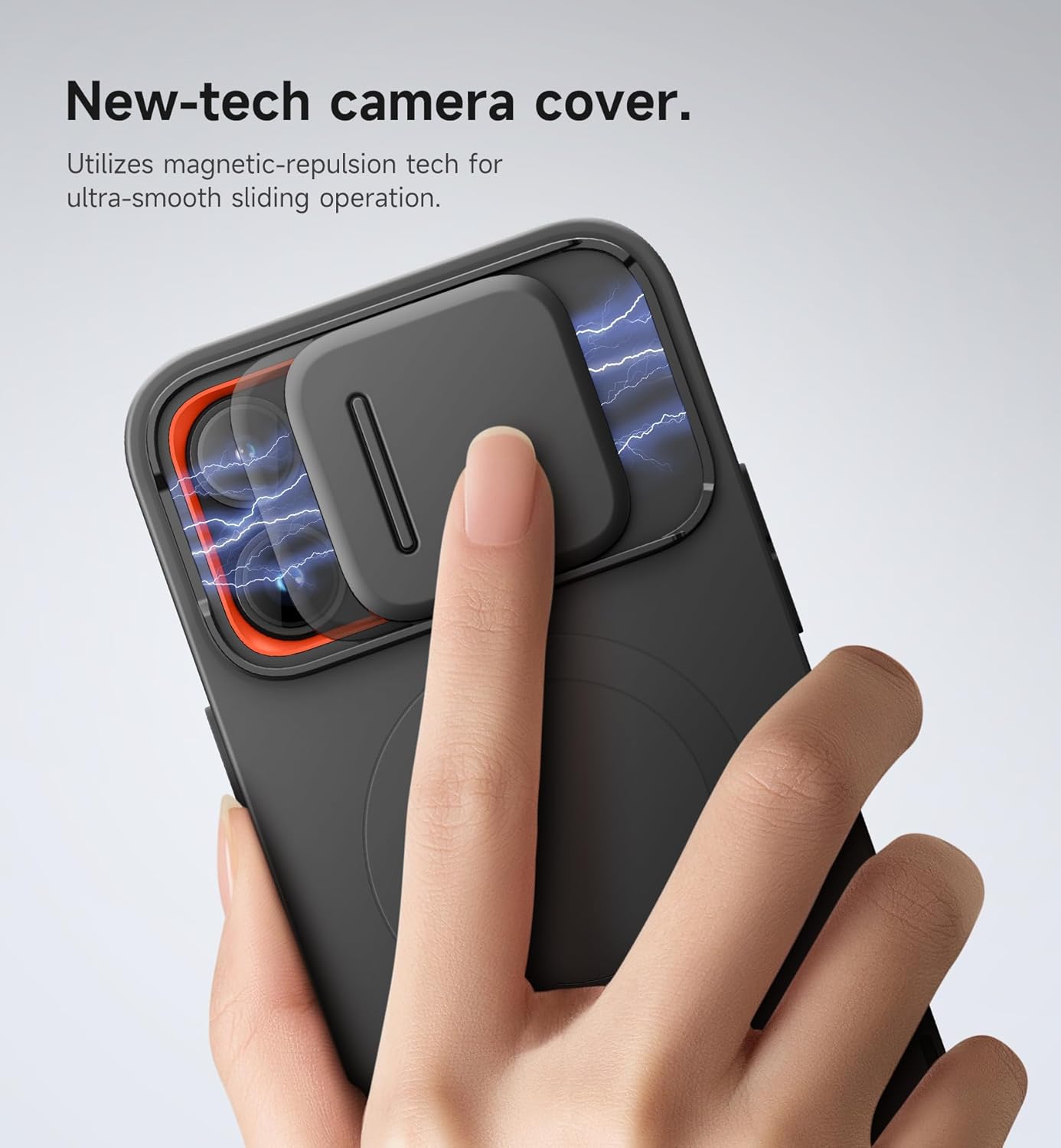 SURITCH for iPhone 14 Pro Max Case with Magnetic Camera Slide Cover and Adjustable Kickstand, Compatible with MagSafe, Shockproof Bumper Case Slim Protective Cover 6.7 Inch, Black