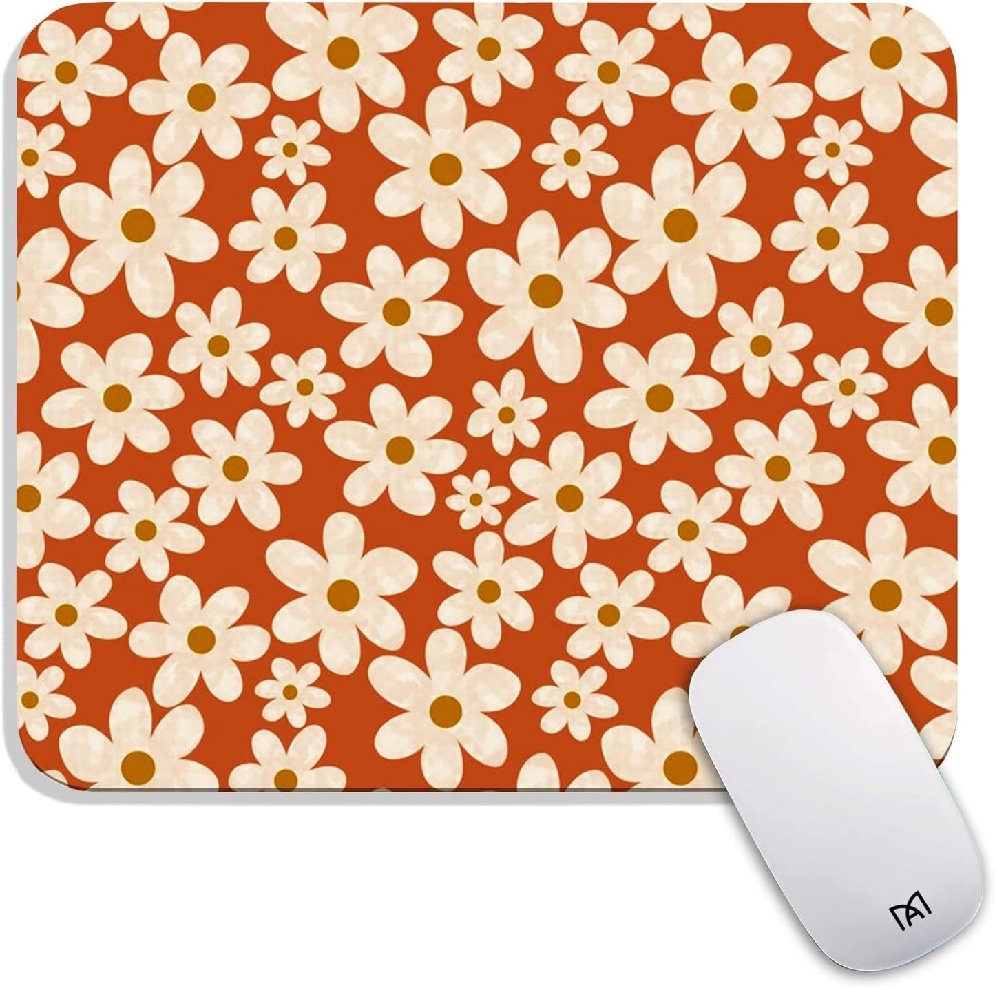 Square Mouse Pad Cute Flowers, Personalized Premium-Textured Custom Mouse Mat Design, Washable Mousepad Cloth, Non-Slip Rubber Base Computer Mouse Pads for Wireless Mouse