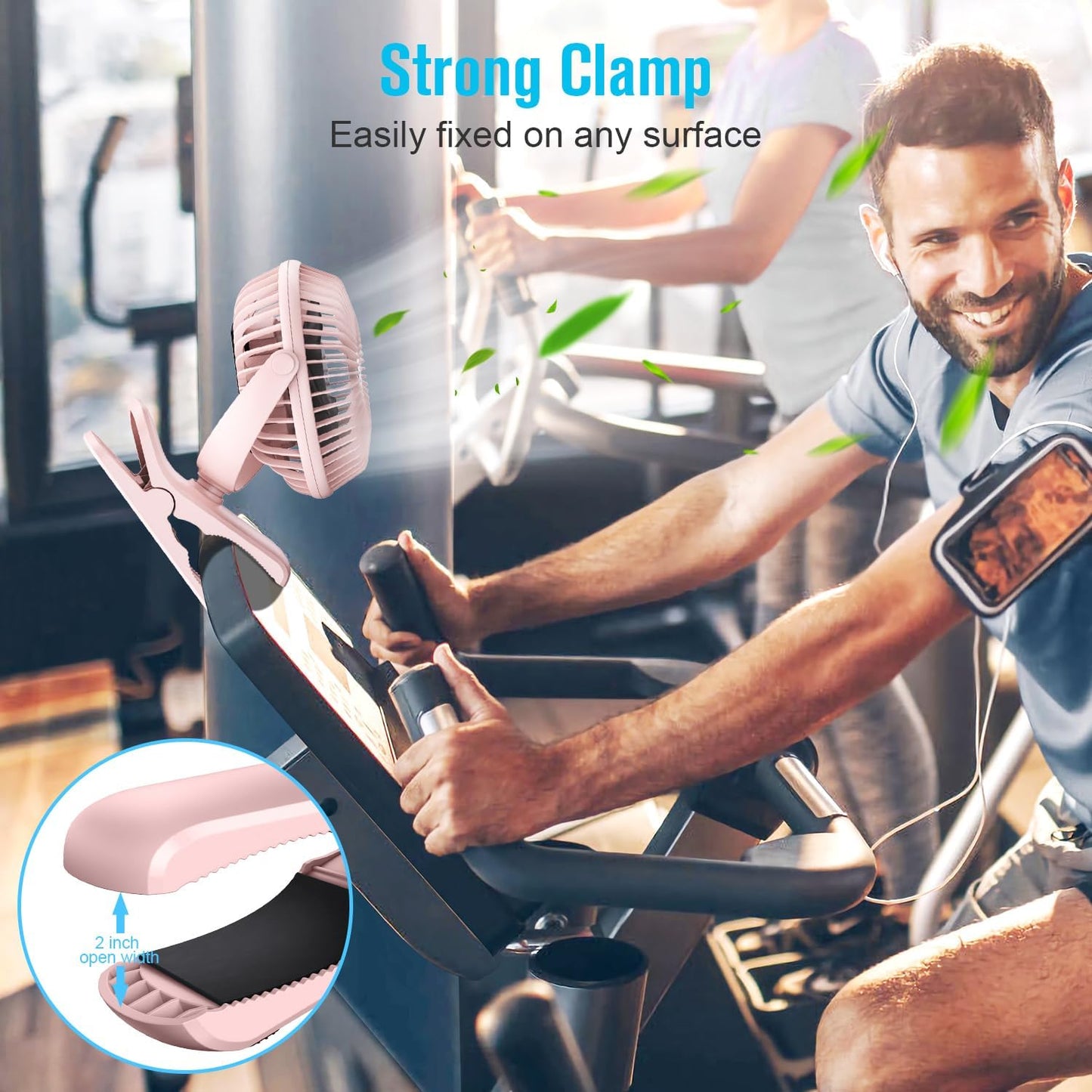 BESKAR Portable Clip on Fan Rechargeable, 4 Speeds Small Battery Operated Fans, USB Desk Fan with Strong Airflow, Sturdy Clamp Fans for Golf Cart Office Outdoor Travel Camping