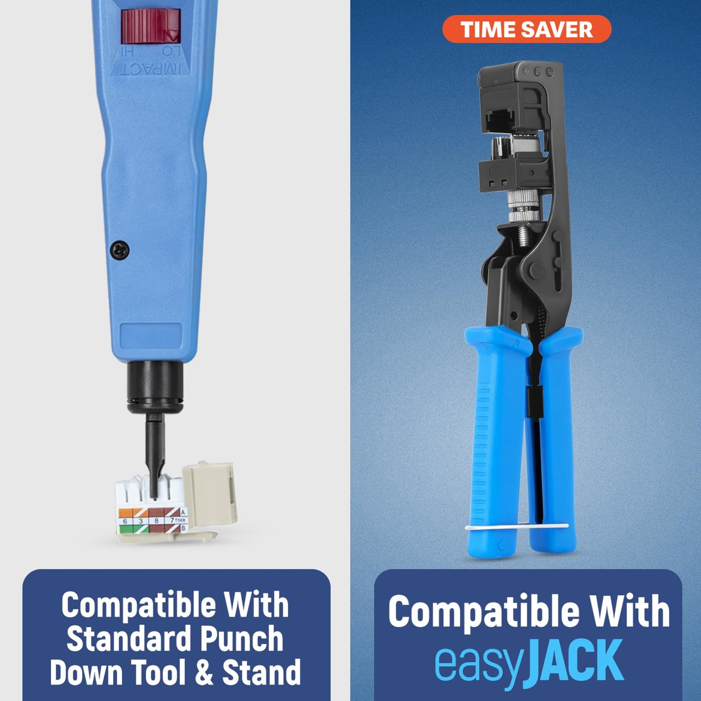 Everest 90° Angled RJ45 Cat6A Keystone Jacks 50-Pack in Ivory - Slim Profile Female RJ45 Connectors - Cat 6A Keystone Jack - Compatible with 90° Angled Speed Termination Tool - easyJACK (B094WB91H3)