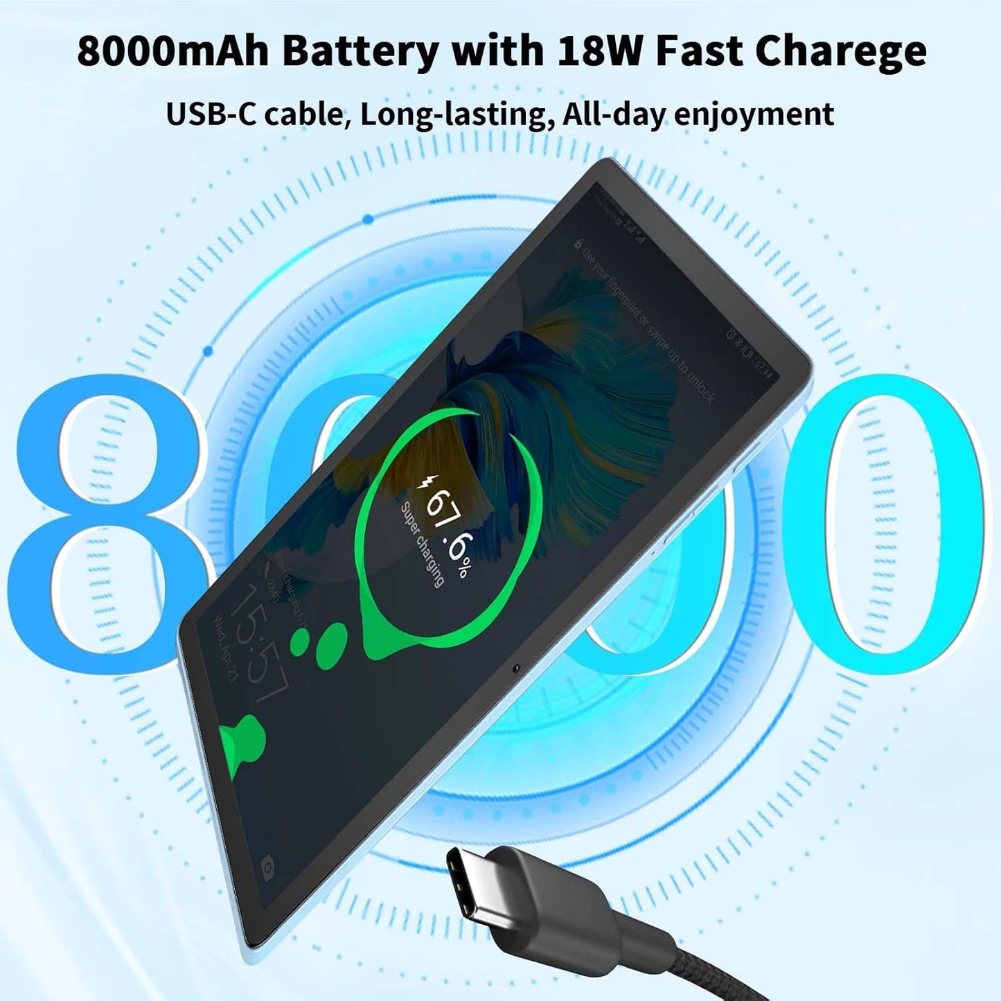 Android 15 Tablet, 11 inch Tablet with Keyboard, 24GB RAM (4GB RAM and 20GB Extend)+128GB, 1TB Expand, Octa-Core, 2.4G/5G WiFi, 8000mAh, BT V5.0, GMS Certified with Case, Mouse, Stylus(Silver)