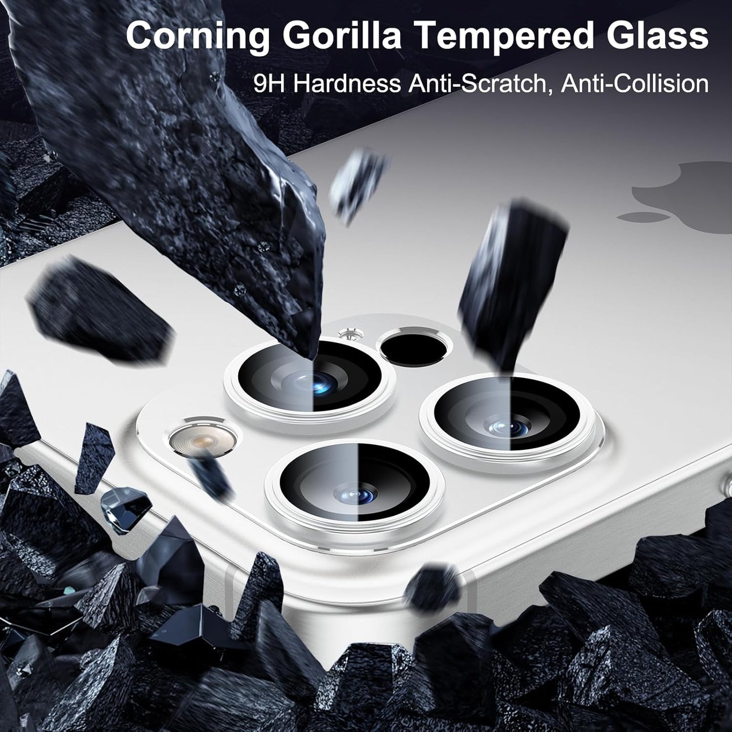 Esanik 2 Pack for iPhone 15 Pro/iPhone 15 Pro Max Camera Lens Protector (White Titanium)