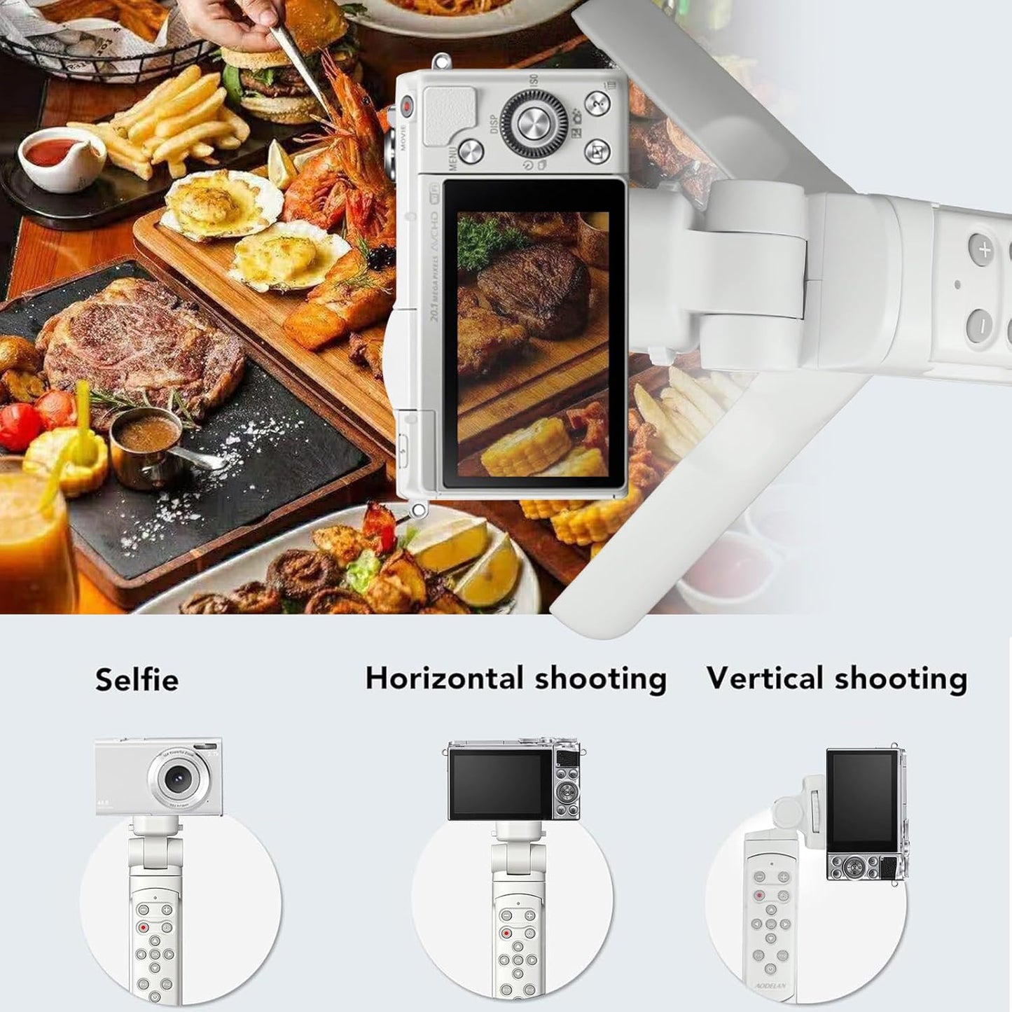 AODELAN Remote Control Wireless Shooting Grip Tripod Grip for Nikon Z50, P1000, B600, A1000, P950 (Withe)