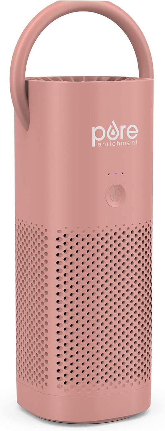 Pure Enrichment PureZone Mini Portable Air Purifier - Cordless True HEPA Filter Cleans Air & Eliminates 99.97% of Dust, Odors, & Allergens Close to You - Cars, School, & Office (Blush)