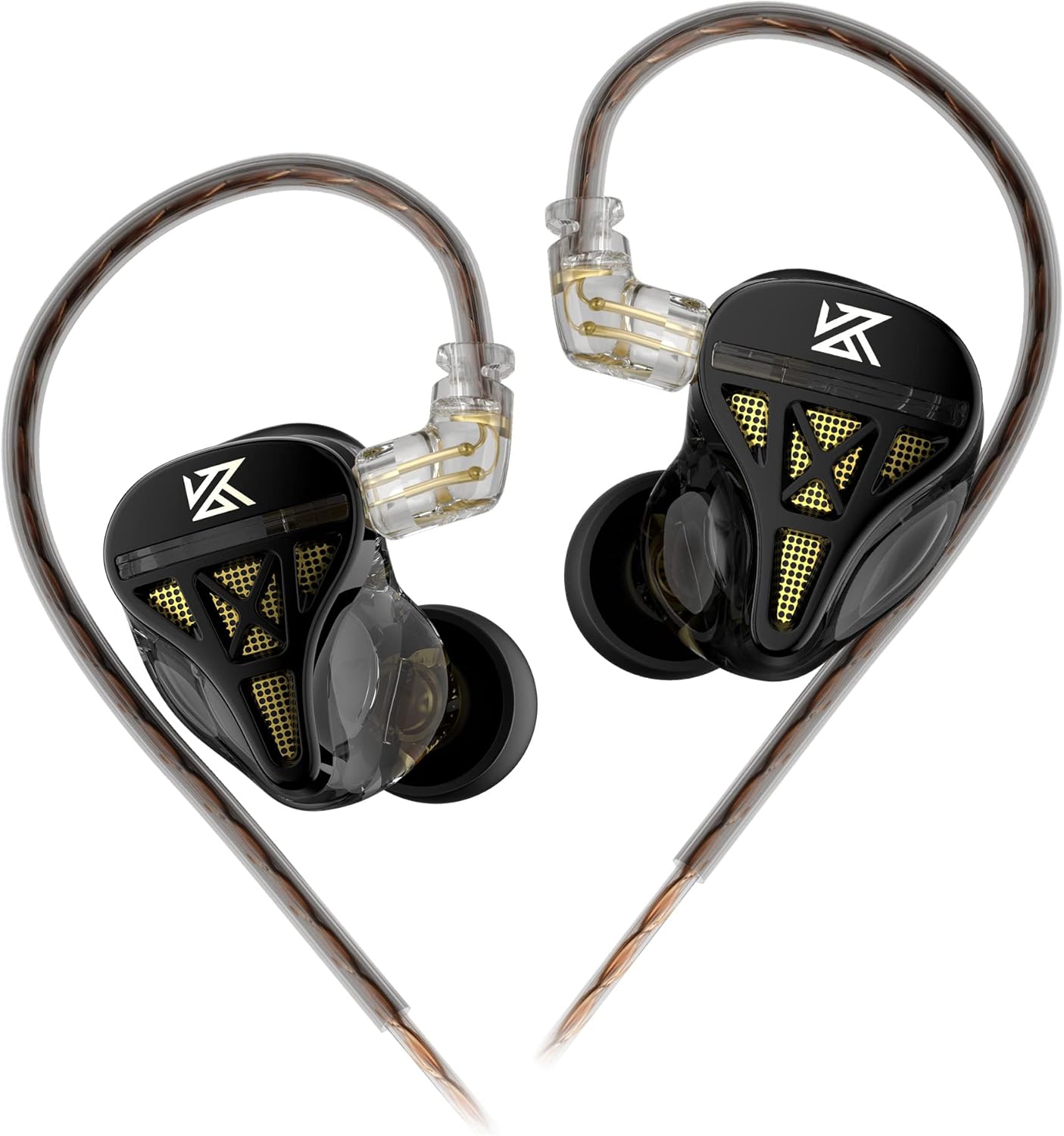 KZ DQS in Ear Monitor Headphones,Dynamic Driver Semi-Open HiFi Bass Earbuds Earphones with Detachable Cable Noise Isolating Earbuds 3.5MM Jack Plug for Smartphones/PC/Laptop/Tablet(Black,Without Mic)
