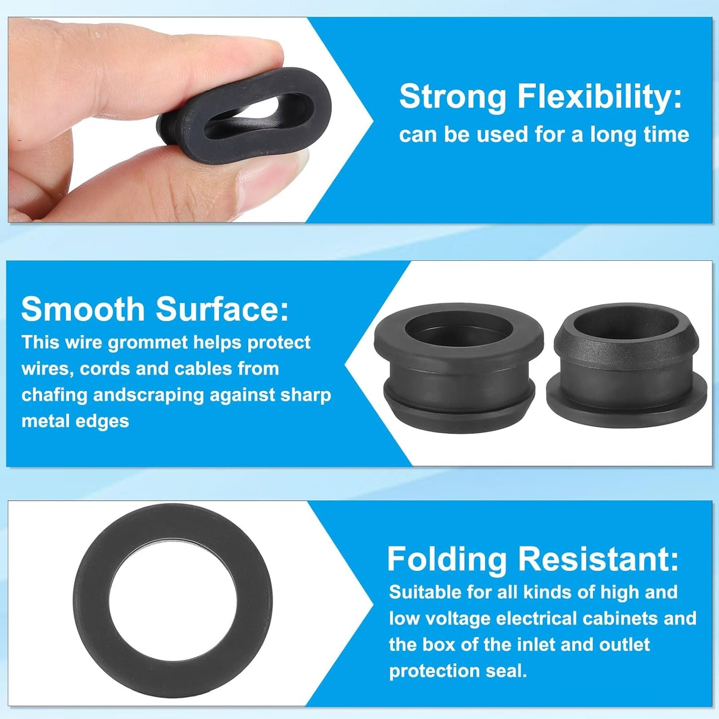 PATIKIL 21mm / 13/16 Inch Drill Hole,5/8 Inch ID Rubber Grommets, 3Pcs Top Hat Grommet for Wiring Eyelet Ring Gasket Automotive Firewall Cable Hole Plugs Wires Protection, Black